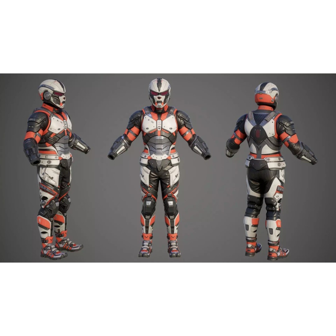 Sci-Fi Military Armor 3D Model – Low Poly Game Ready Outfit, FBX - View 25