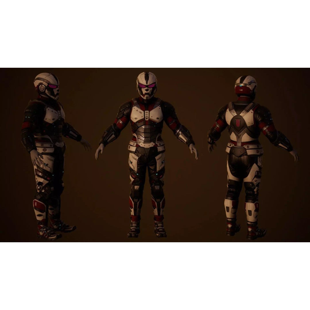 Sci-Fi Military Armor 3D Model – Low Poly Game Ready Outfit, FBX - View 29