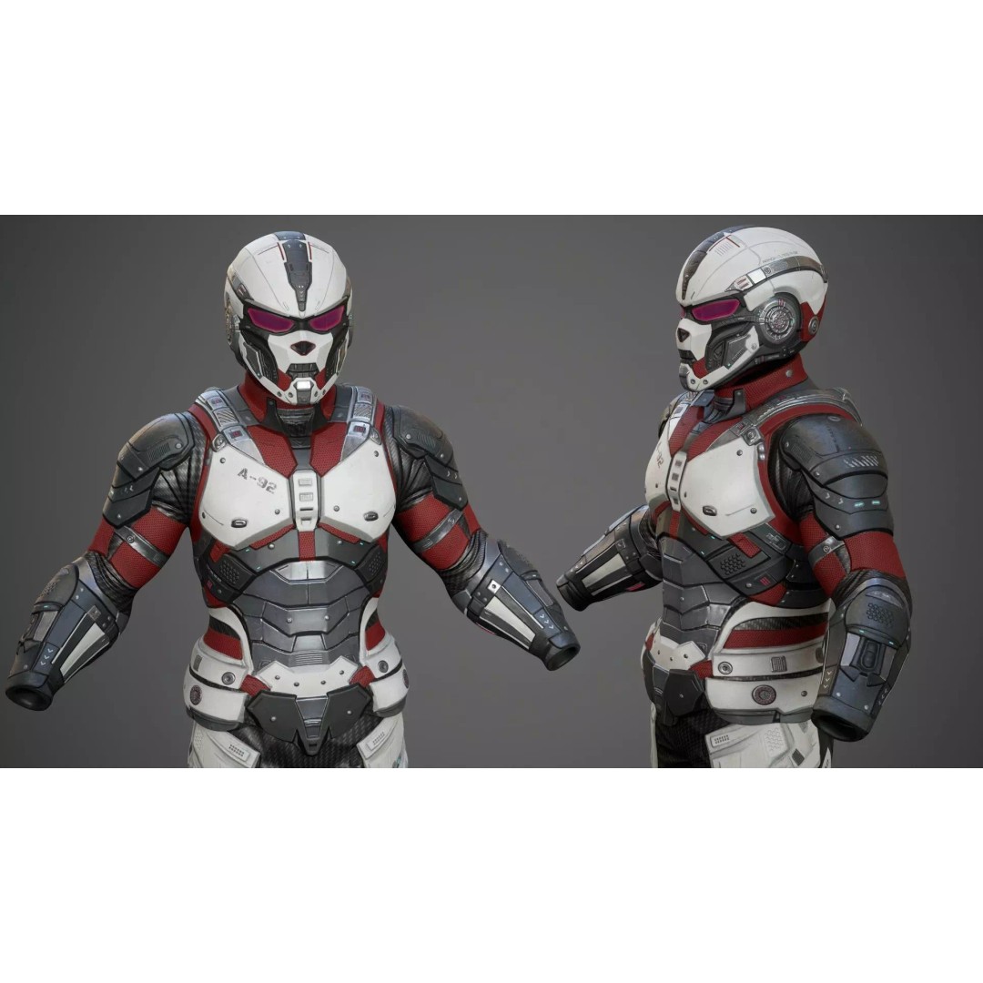 Sci-Fi Military Armor 3D Model – Low Poly Game Ready Outfit, FBX - View 3