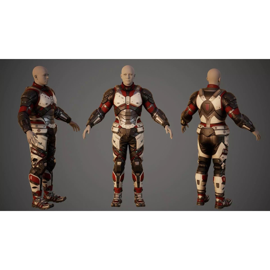 Sci-Fi Military Armor 3D Model – Low Poly Game Ready Outfit, FBX - View 31