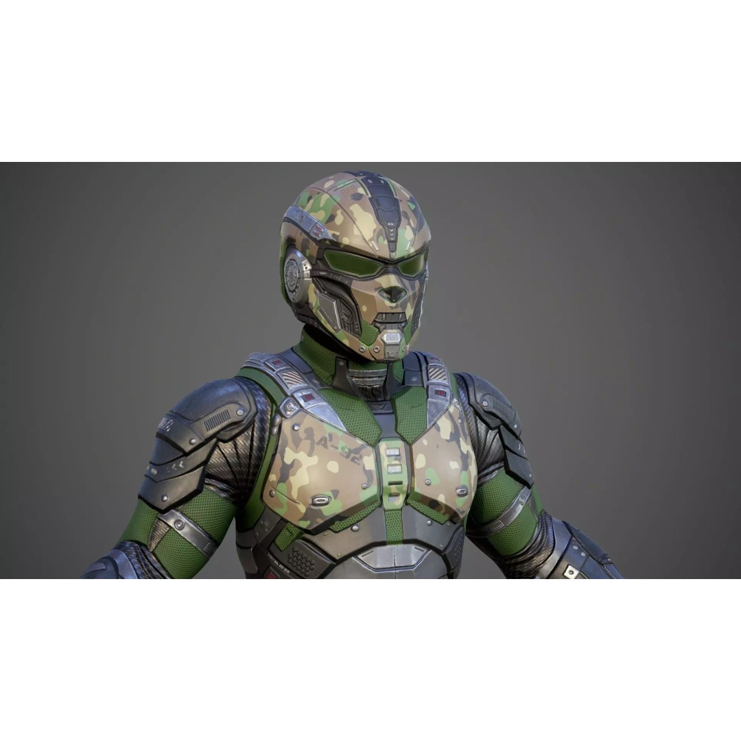 Sci-Fi Military Armor 3D Model – Low Poly Game Ready Outfit, FBX - View 33