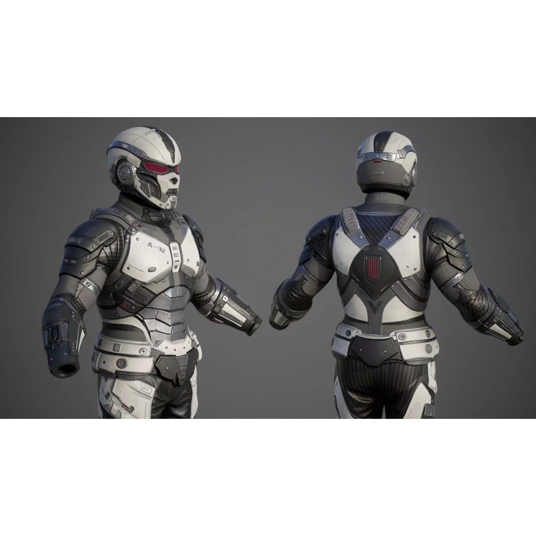 Sci-Fi Military Armor 3D Model – Low Poly Game Ready Outfit, FBX - View 34