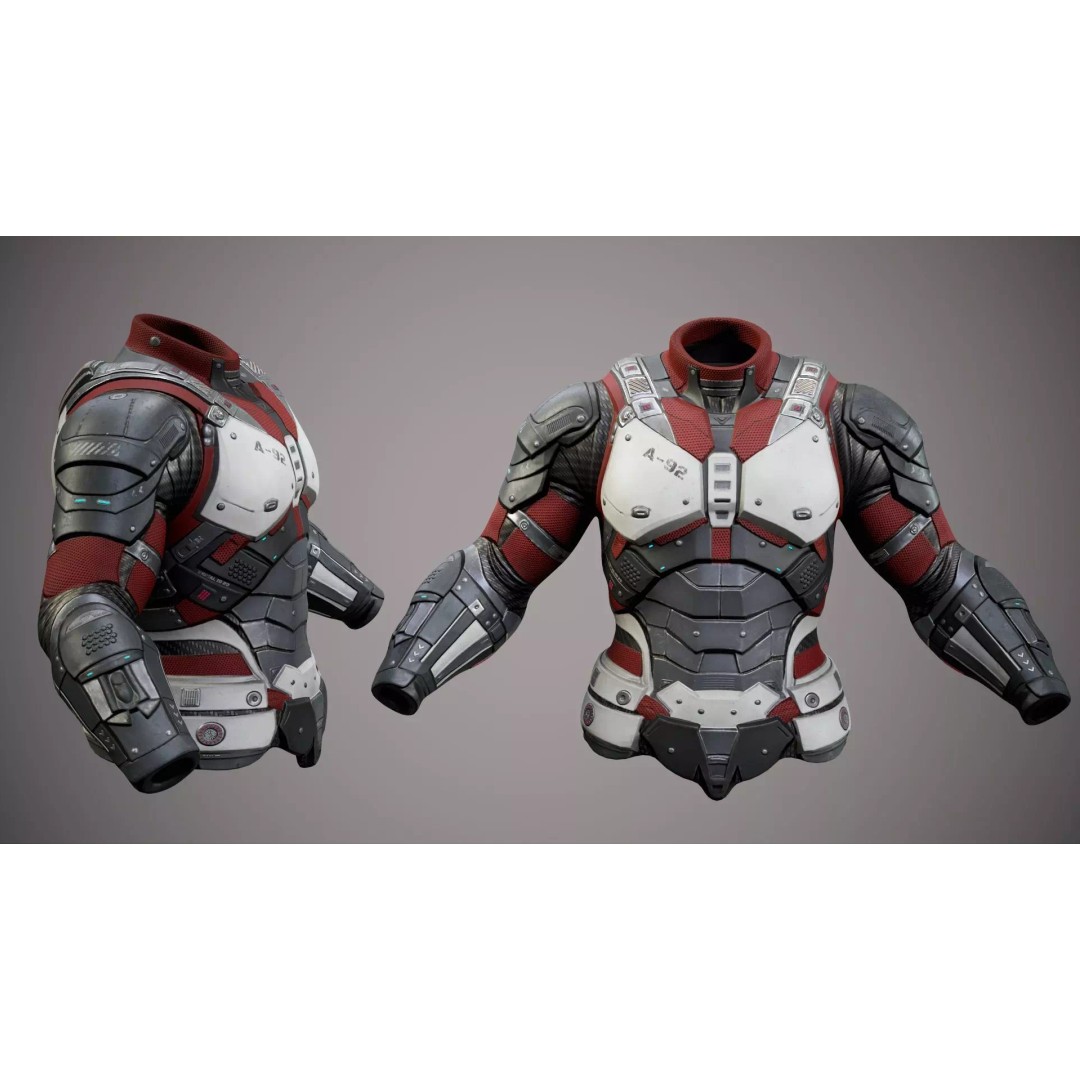 Sci-Fi Military Armor 3D Model – Low Poly Game Ready Outfit, FBX - View 36