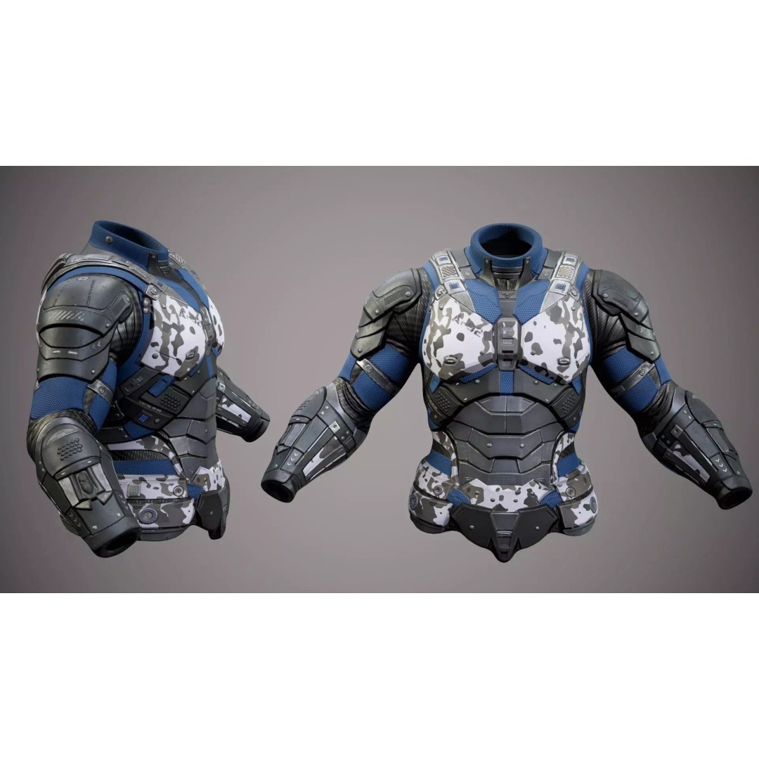 Sci-Fi Military Armor 3D Model – Low Poly Game Ready Outfit, FBX - View 37