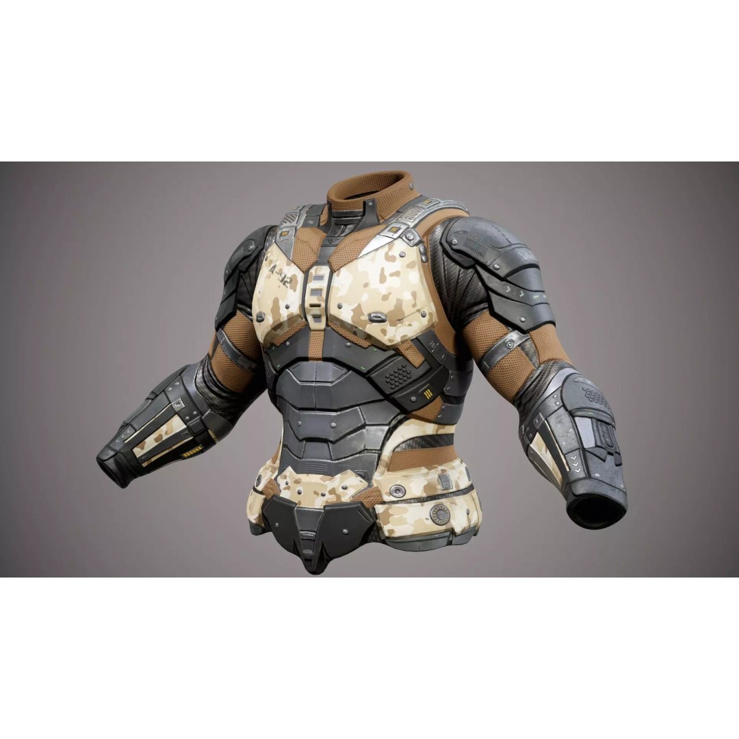 Sci-Fi Military Armor 3D Model – Low Poly Game Ready Outfit, FBX - View 38