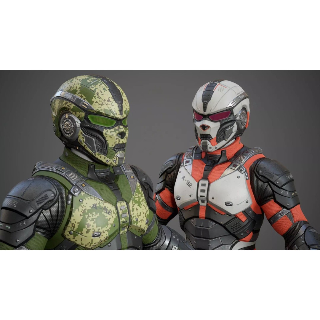 Sci-Fi Military Armor 3D Model – Low Poly Game Ready Outfit, FBX - View 4