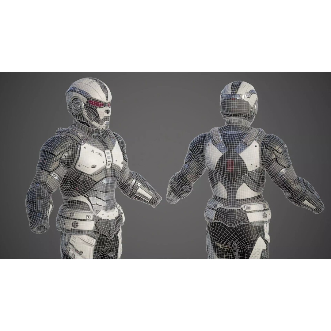 Sci-Fi Military Armor 3D Model – Low Poly Game Ready Outfit, FBX - View 41