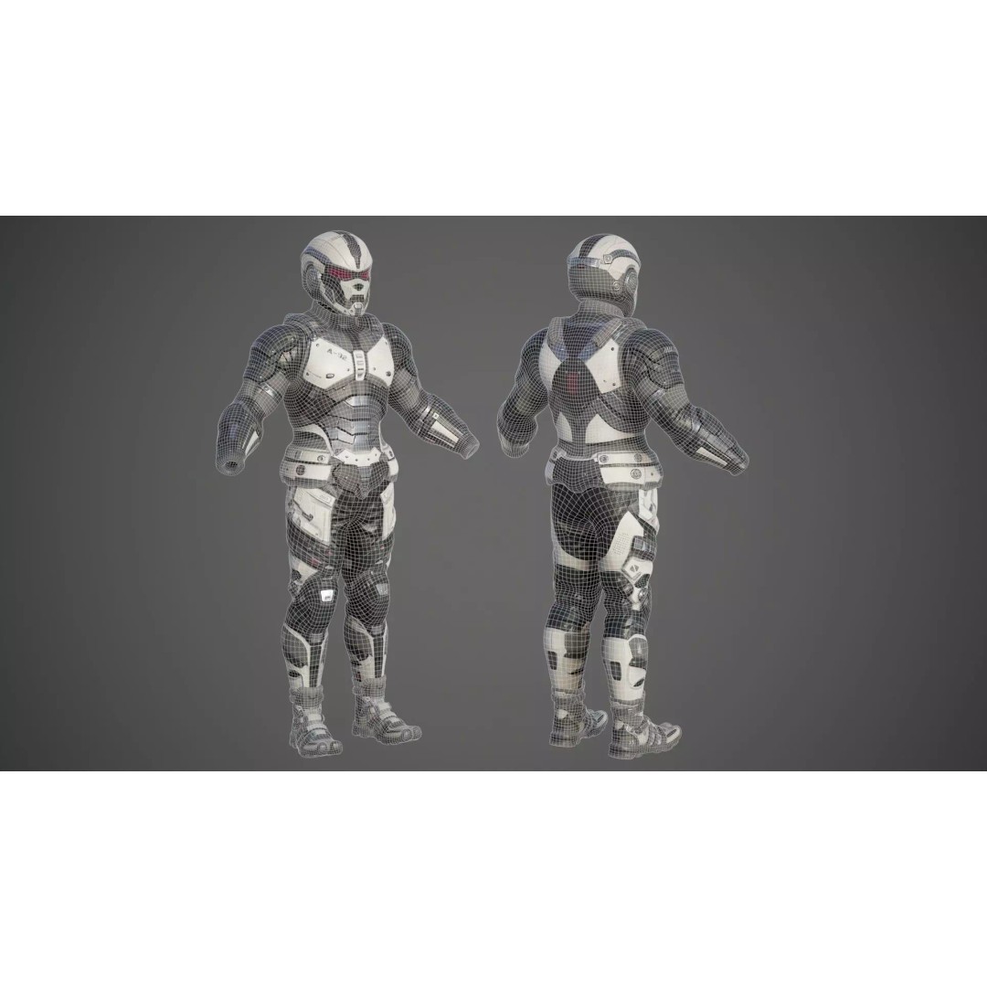 Sci-Fi Military Armor 3D Model – Low Poly Game Ready Outfit, FBX - View 42