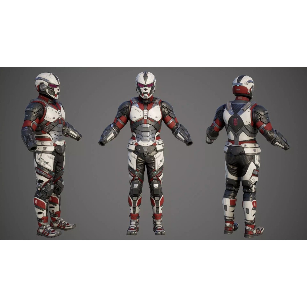 Sci-Fi Military Armor 3D Model – Low Poly Game Ready Outfit, FBX - View 5