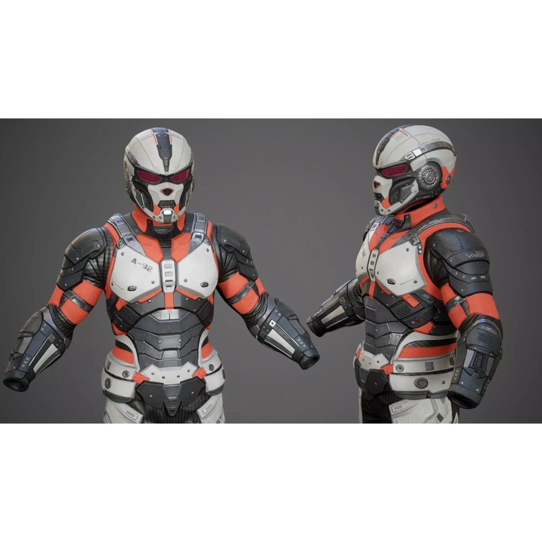 Sci-Fi Military Armor 3D Model – Low Poly Game Ready Outfit, FBX - View 8