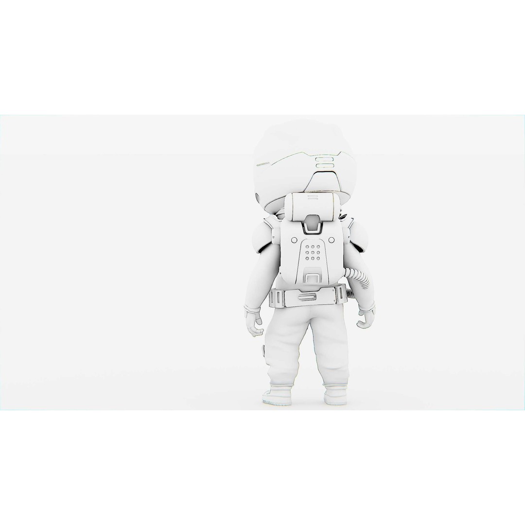 Toon Astronaut F-C 3D Model – Rigged Character for Unity & Unreal Engine - View 34