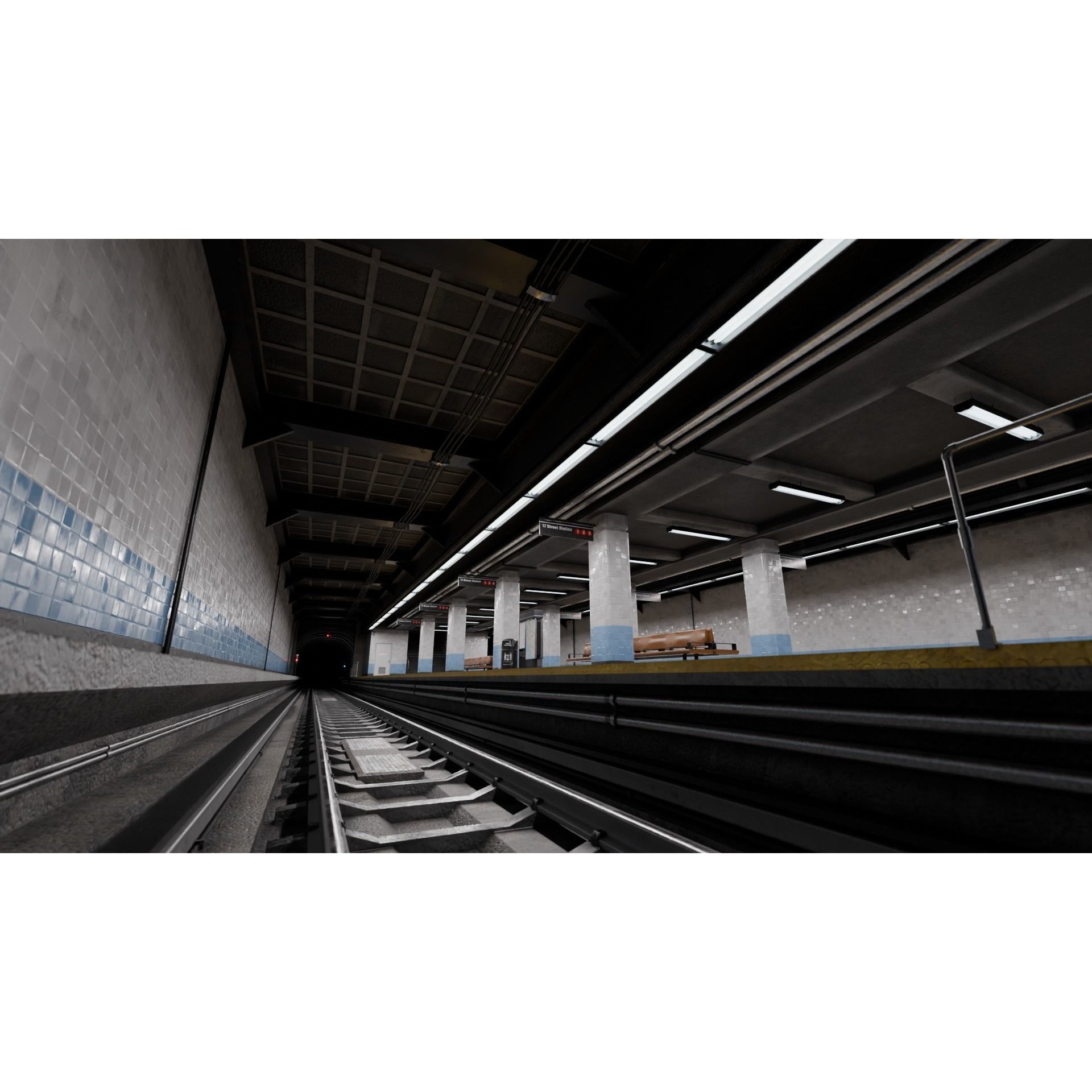 NYC Style Subway Platform - Low-Poly Game-Ready 3D Model - View 12