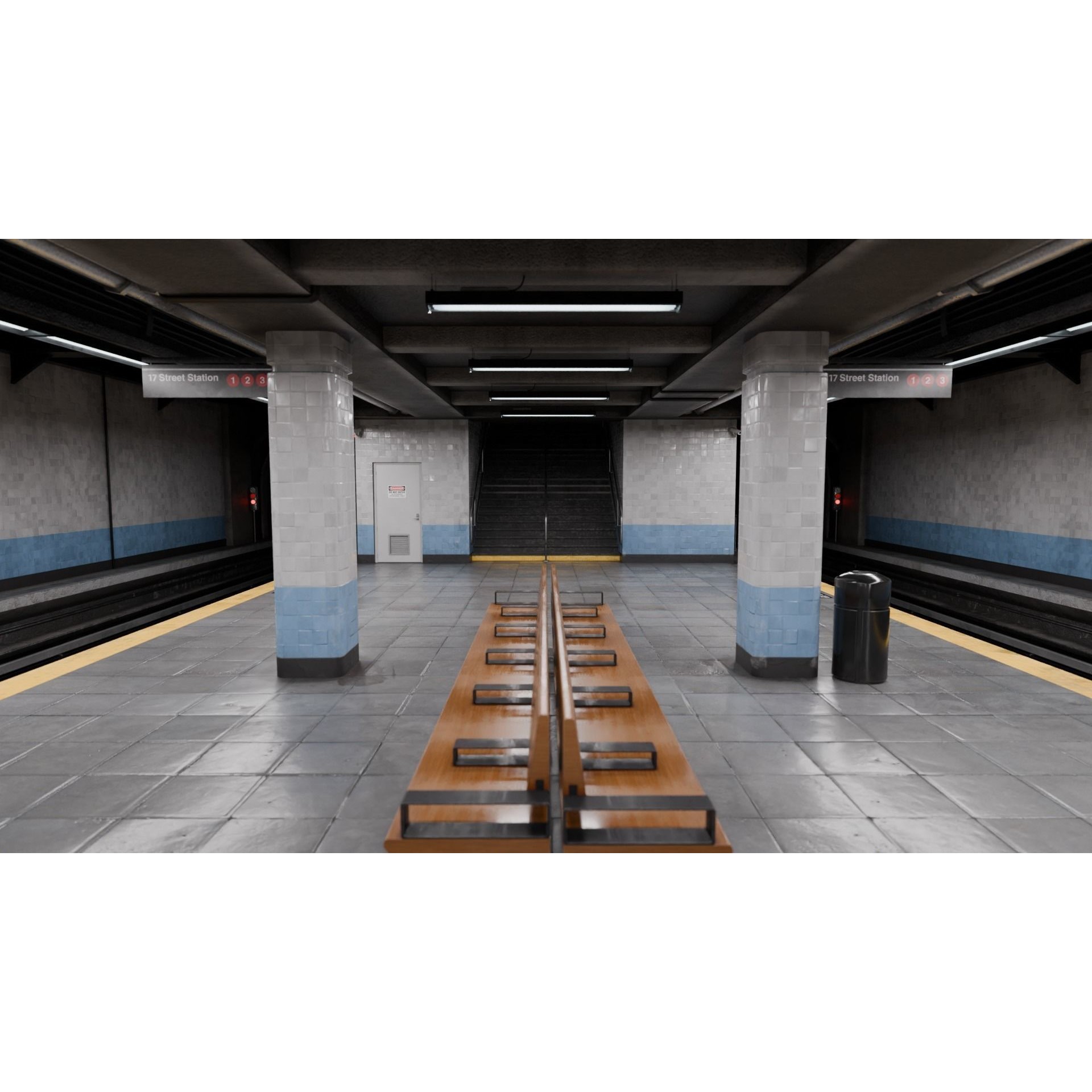 NYC Style Subway Platform - Low-Poly Game-Ready 3D Model - View 14
