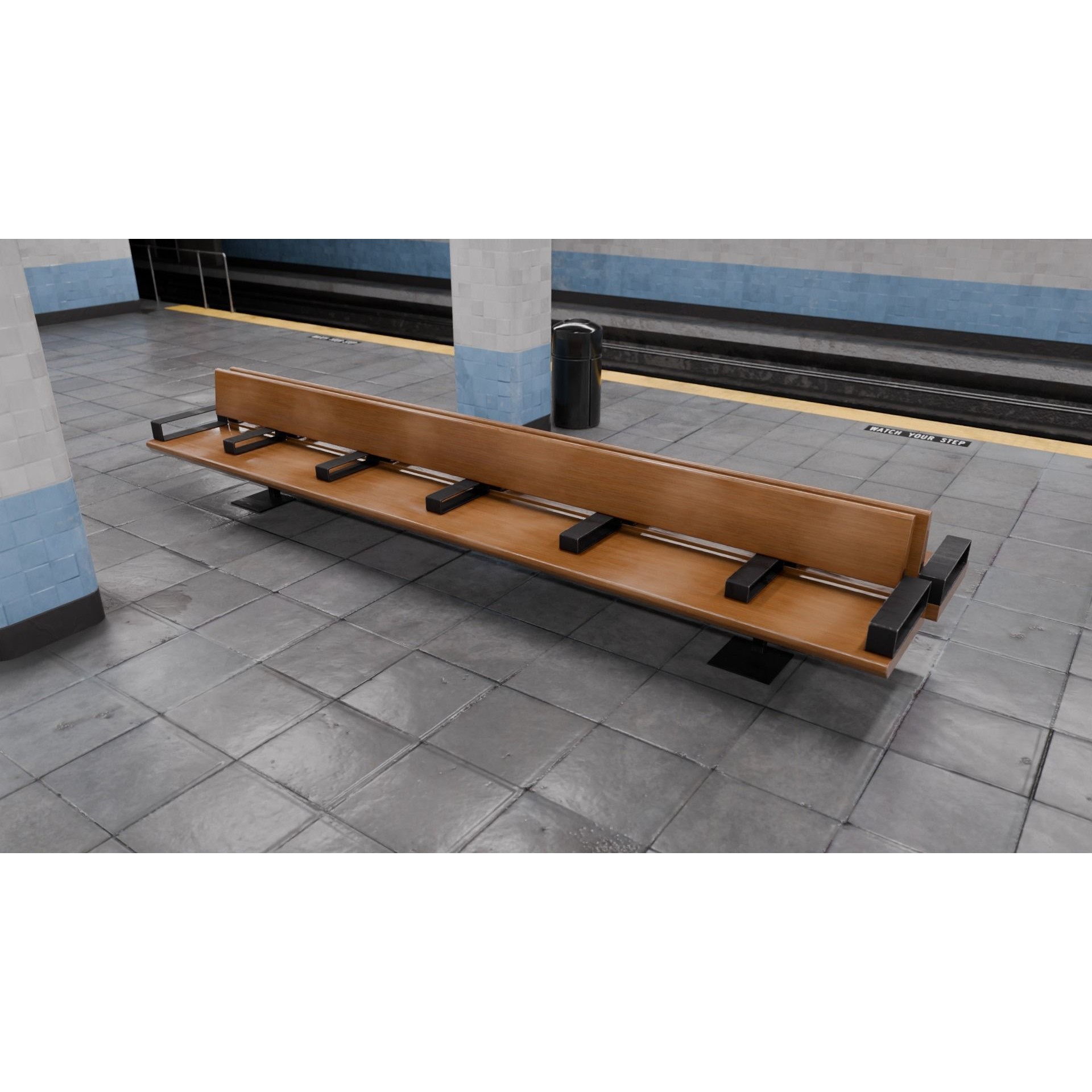 NYC Style Subway Platform - Low-Poly Game-Ready 3D Model - View 17