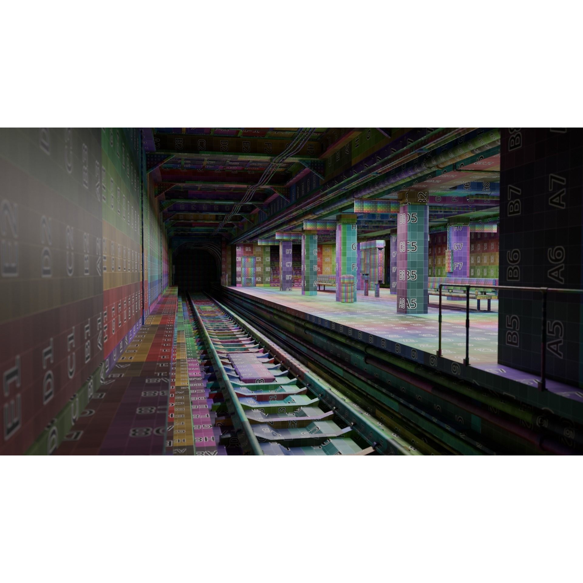NYC Style Subway Platform - Low-Poly Game-Ready 3D Model - View 4