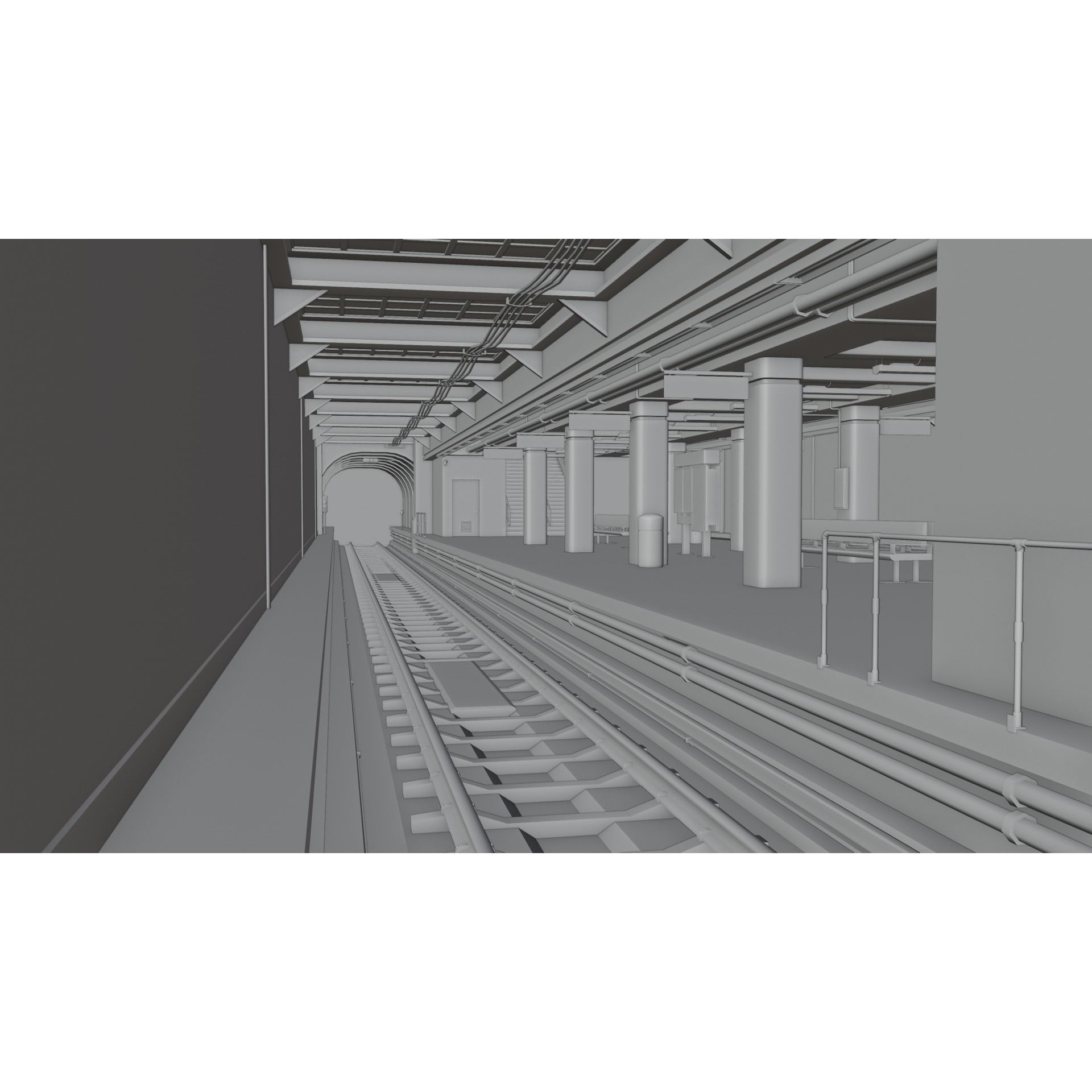 NYC Style Subway Platform - Low-Poly Game-Ready 3D Model - View 5