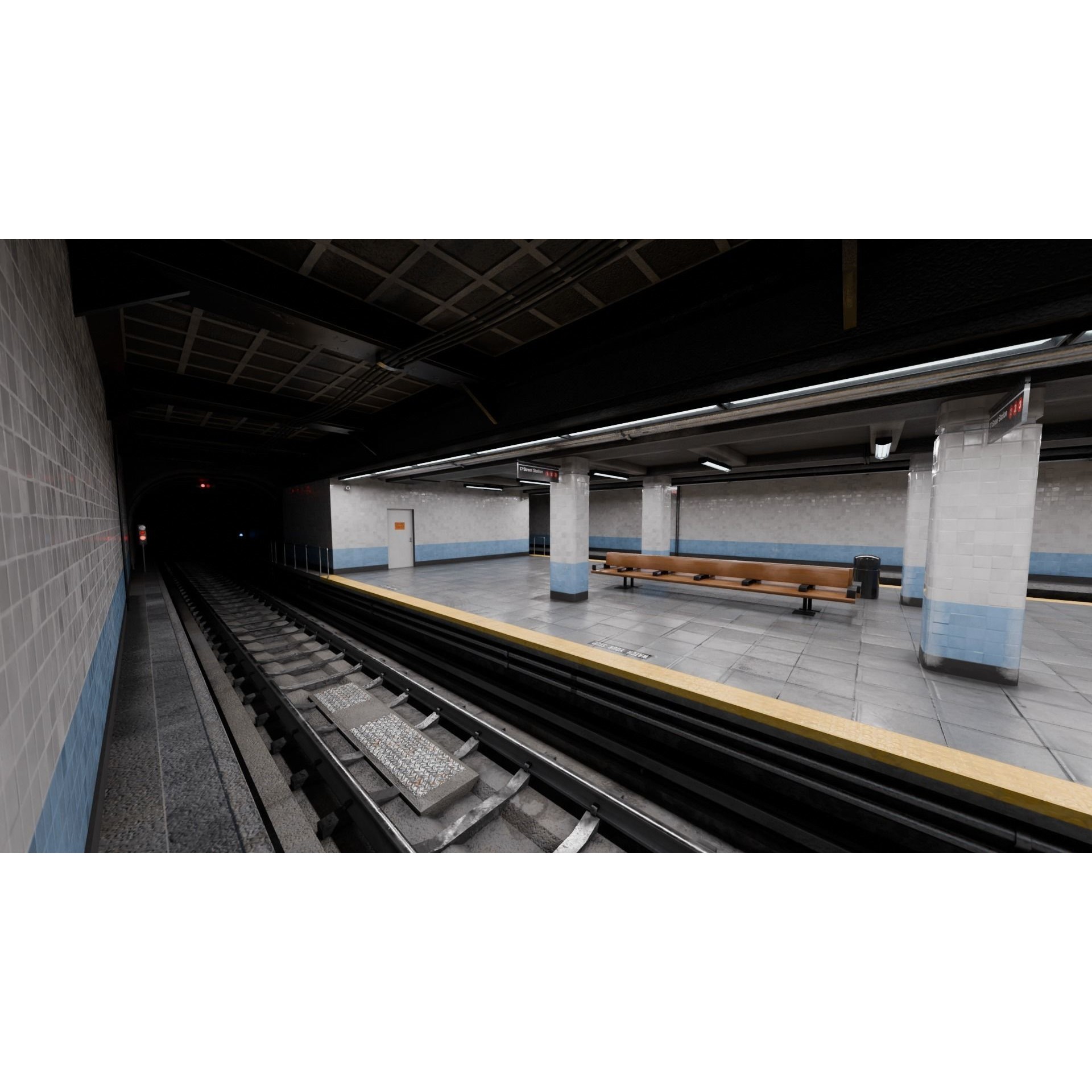 NYC Style Subway Platform - Low-Poly Game-Ready 3D Model - View 8