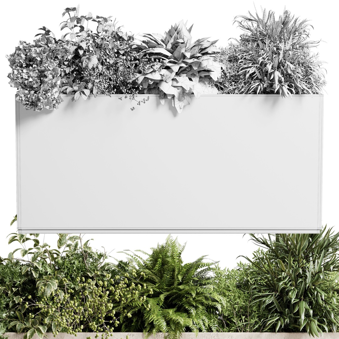 Concrete Box Plants 3D Model – Outdoor Decorative Set, PBR Textures