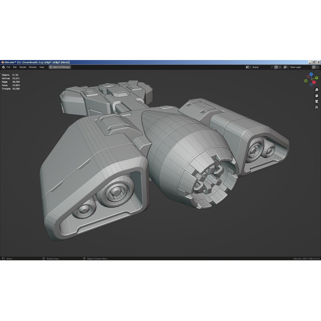 Sci-Fi Scout Spaceship 3D Model – Low Poly Game Asset, FBX, Blender