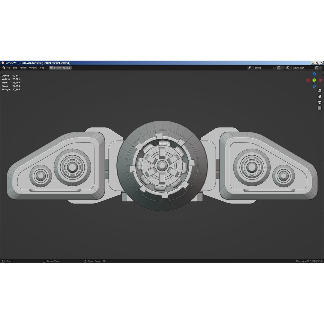Sci-Fi Scout Spaceship 3D Model – Low Poly Game Asset, FBX, Blender - View 10
