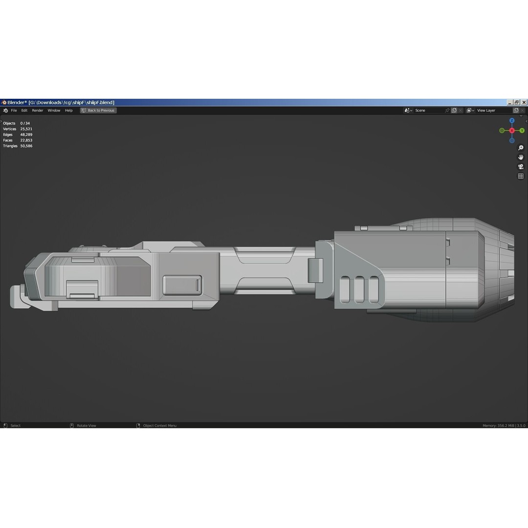 Sci-Fi Scout Spaceship 3D Model – Low Poly Game Asset, FBX, Blender - View 11