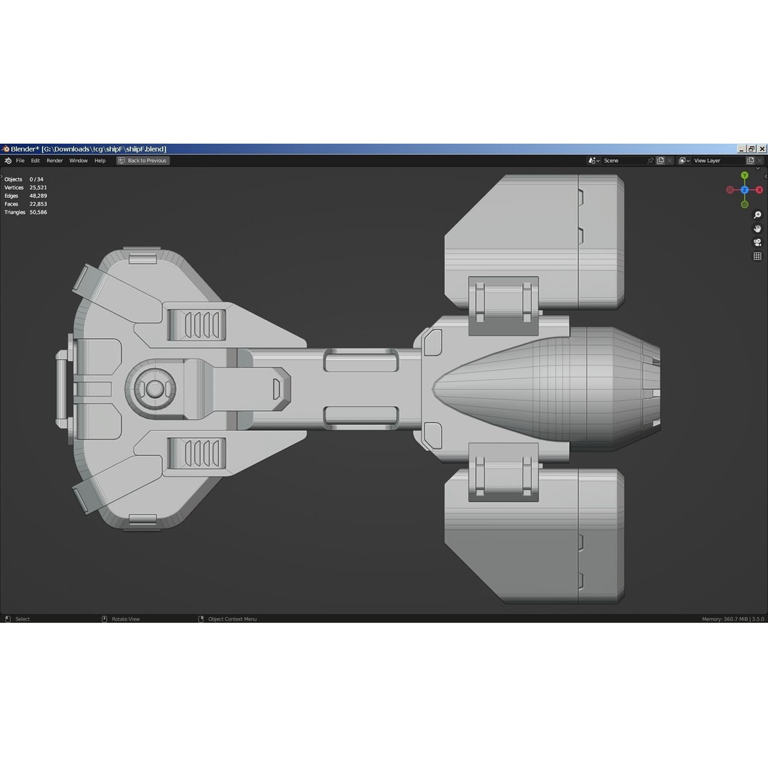 Sci-Fi Scout Spaceship 3D Model – Low Poly Game Asset, FBX, Blender - View 12