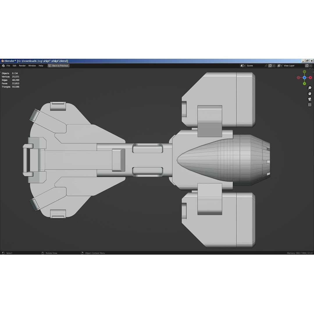 Sci-Fi Scout Spaceship 3D Model – Low Poly Game Asset, FBX, Blender - View 13