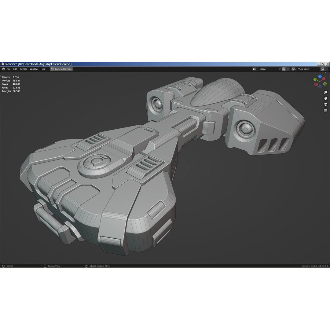 Sci-Fi Scout Spaceship 3D Model – Low Poly Game Asset, FBX, Blender - View 14