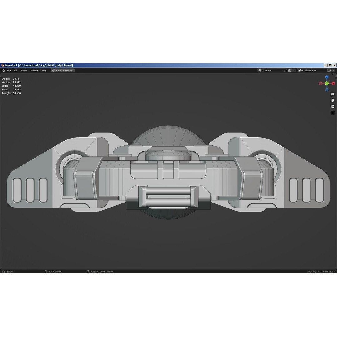Sci-Fi Scout Spaceship 3D Model – Low Poly Game Asset, FBX, Blender - View 9