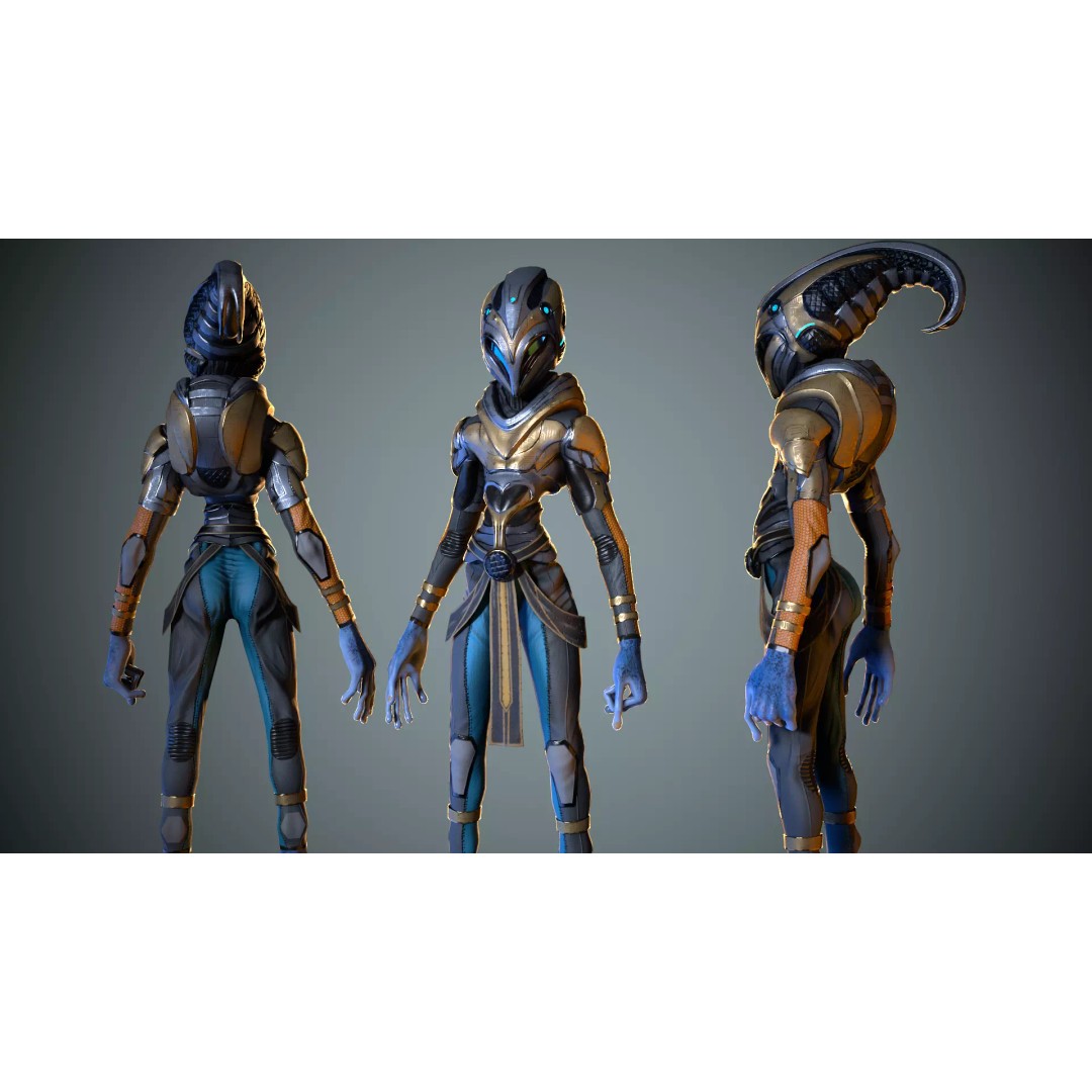 Alien Striscils 3D Model – Low Poly Game-Ready Character, FBX - View 2