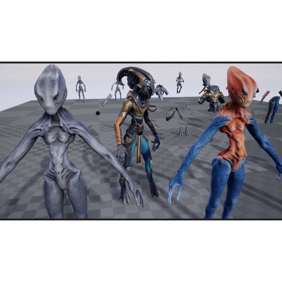 Alien Striscils 3D Model – Low Poly Game-Ready Character, FBX - View 24