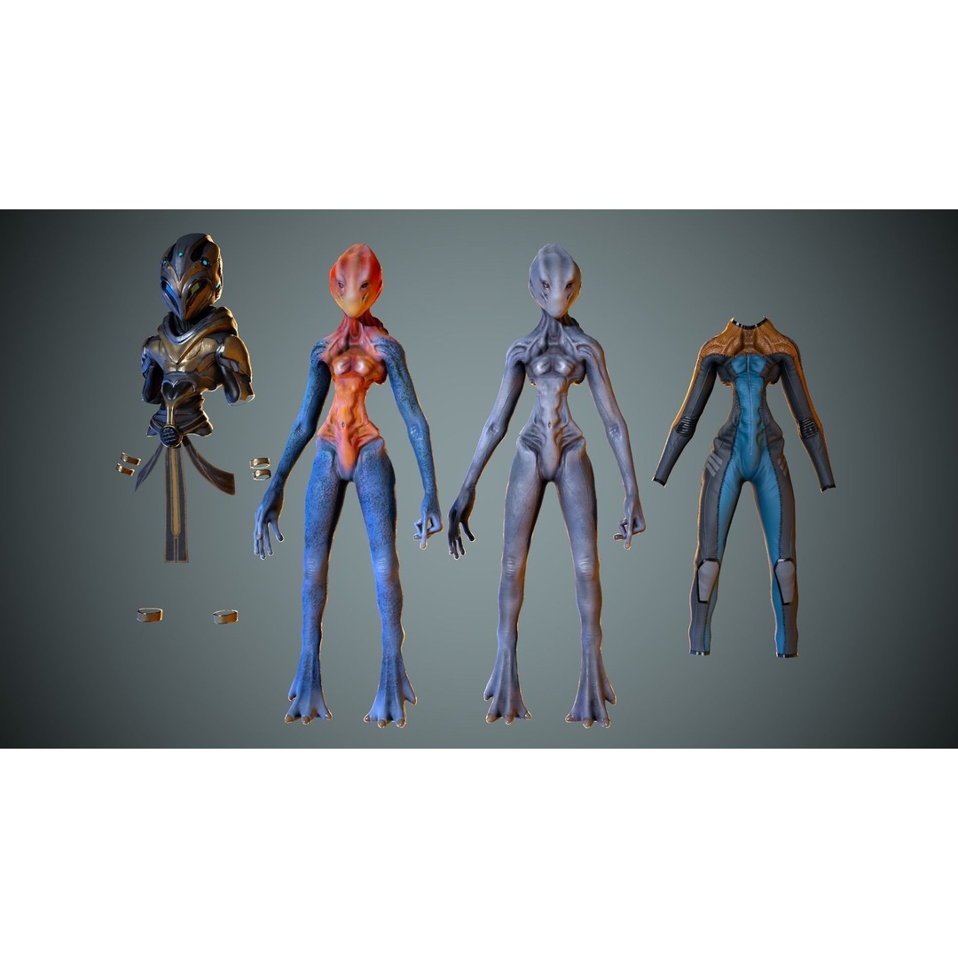 Alien Striscils 3D Model – Low Poly Game-Ready Character, FBX - View 6