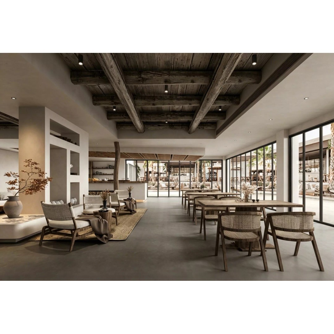 Wabi-Sabi Restaurant 3D Model – Organic Resort Common Area, FBX - View 2