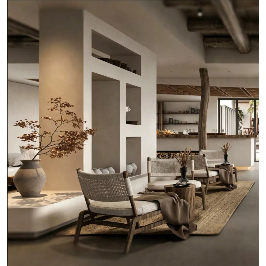 Wabi-Sabi Restaurant 3D Model – Organic Resort Common Area, FBX - View 4