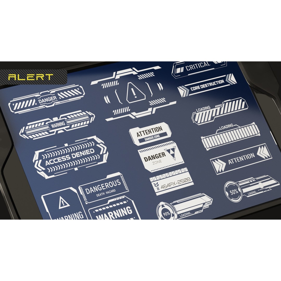 150 Sci-Fi UI-HUD Decals – 4K Textures for Game Development, PNG, PSD - View 3