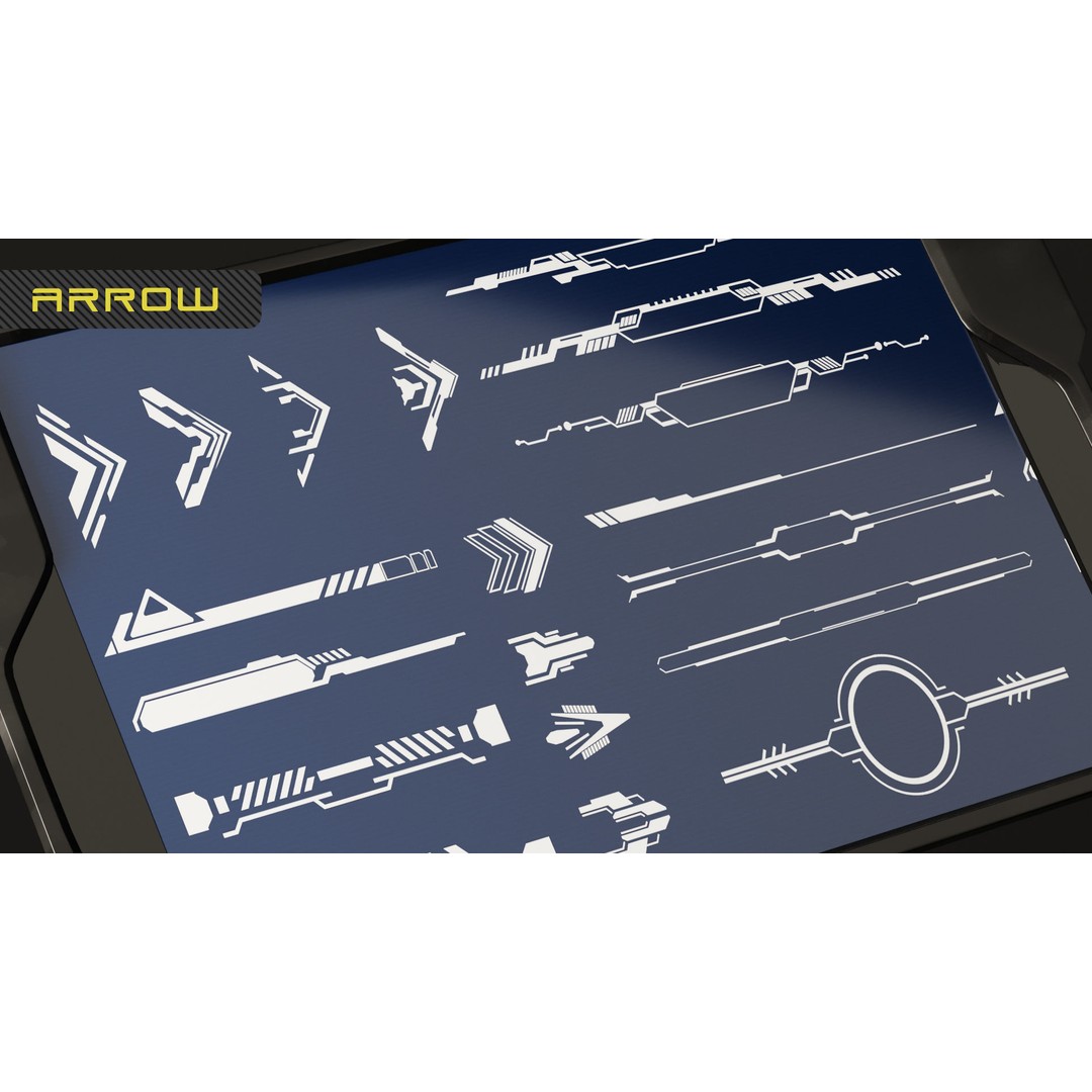 150 Sci-Fi UI-HUD Decals – 4K Textures for Game Development, PNG, PSD - View 4
