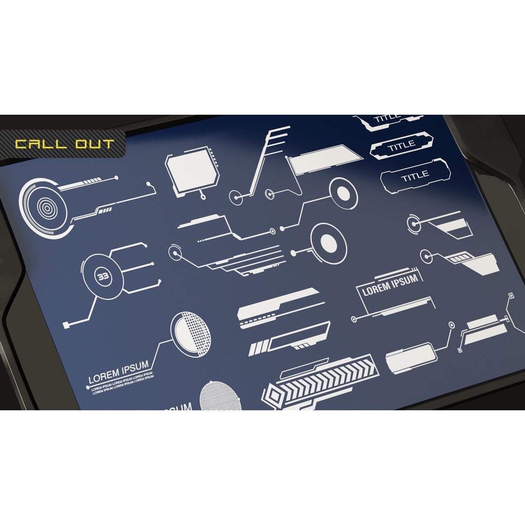 150 Sci-Fi UI-HUD Decals – 4K Textures for Game Development, PNG, PSD - View 5