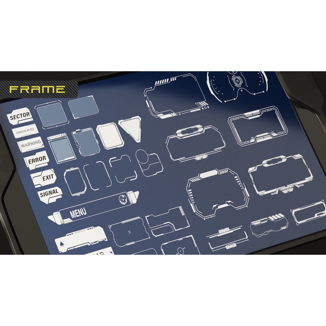 150 Sci-Fi UI-HUD Decals – 4K Textures for Game Development, PNG, PSD - View 7