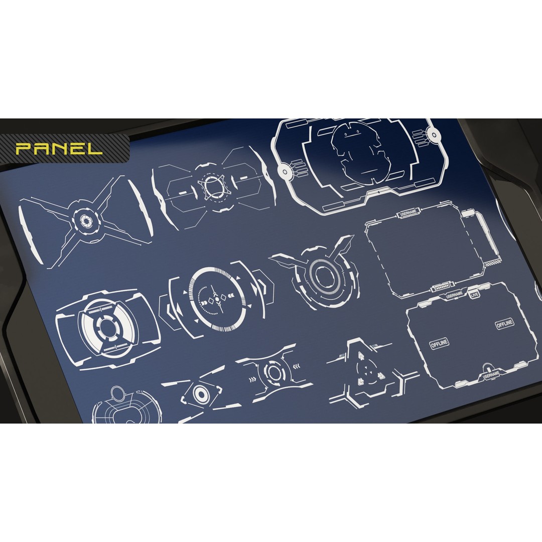 150 Sci-Fi UI-HUD Decals – 4K Textures for Game Development, PNG, PSD - View 8