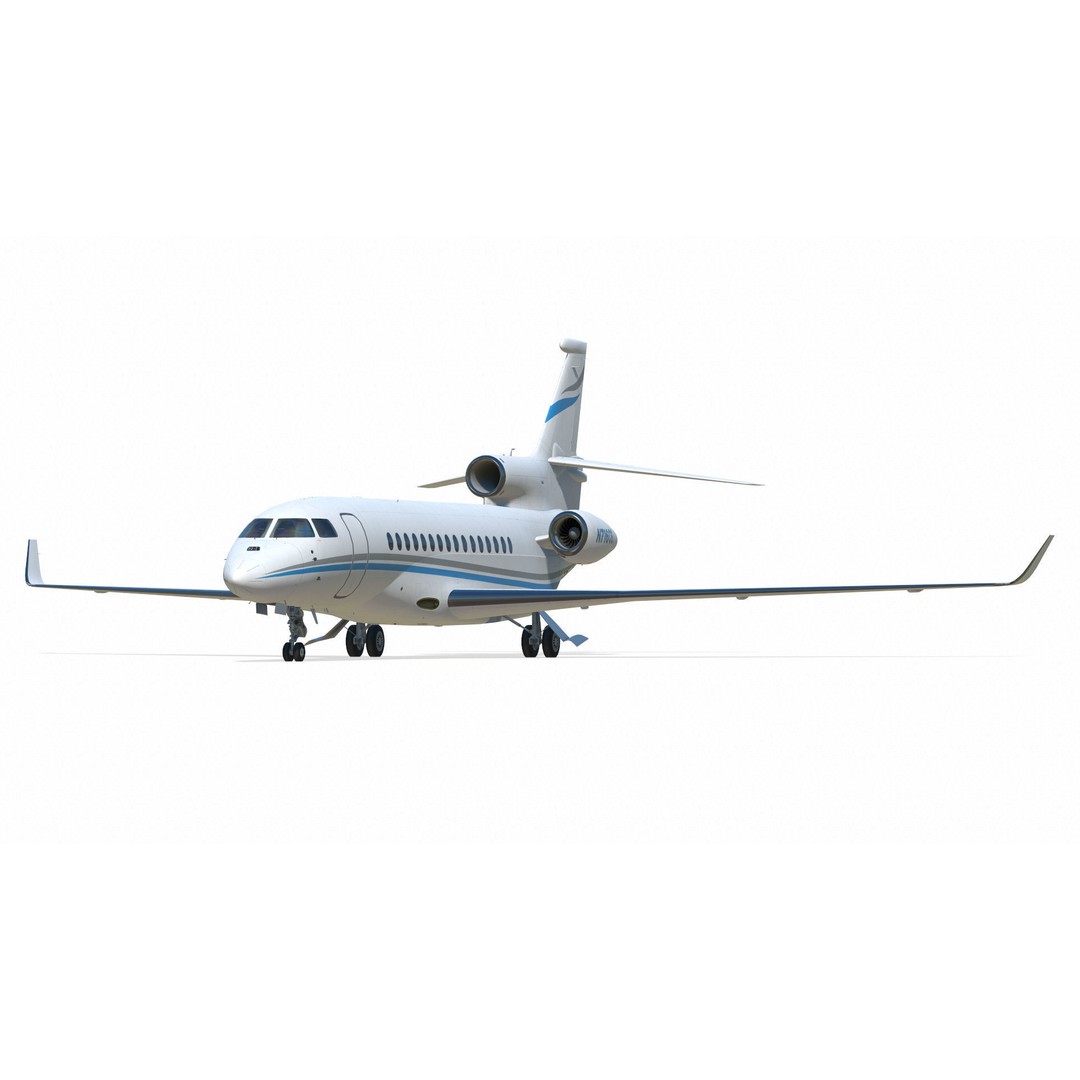 Dassault Falcon 8X 3D Model – Low Poly Aircraft, Game Ready FBX - View 10