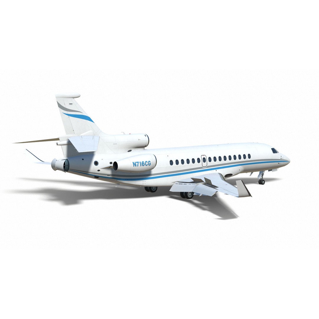 Dassault Falcon 8X 3D Model – Low Poly Aircraft, Game Ready FBX - View 12