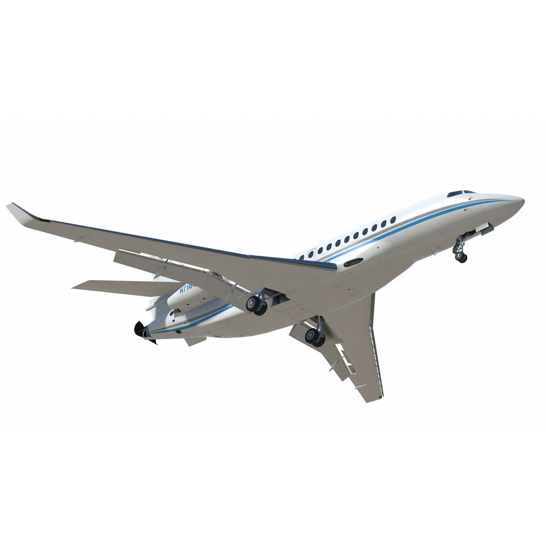 Dassault Falcon 8X 3D Model – Low Poly Aircraft, Game Ready FBX - View 13