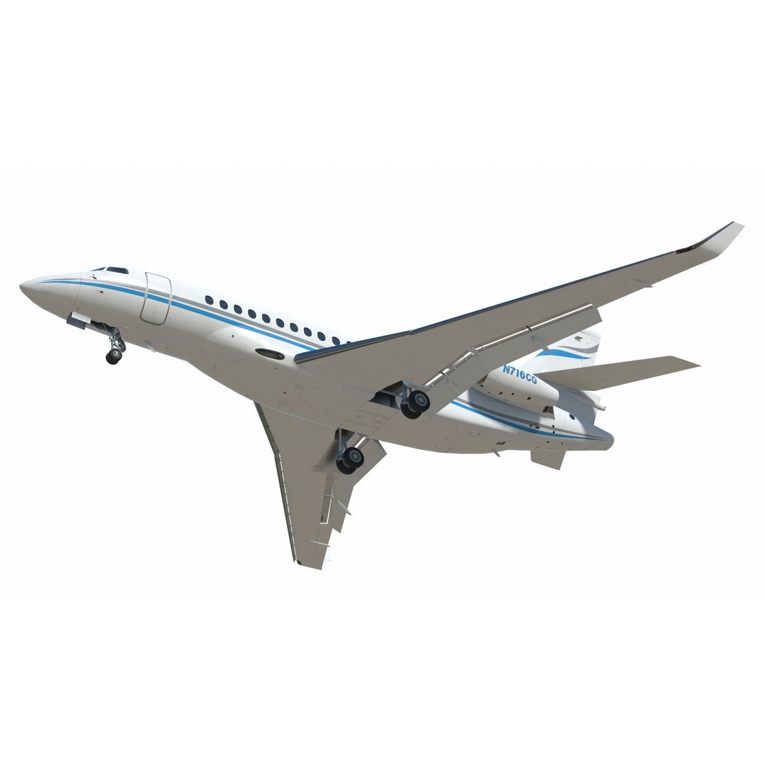Dassault Falcon 8X 3D Model – Low Poly Aircraft, Game Ready FBX - View 14