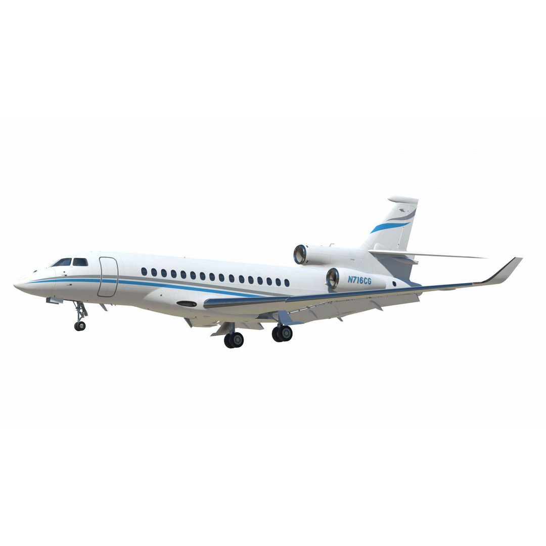 Dassault Falcon 8X 3D Model – Low Poly Aircraft, Game Ready FBX - View 16