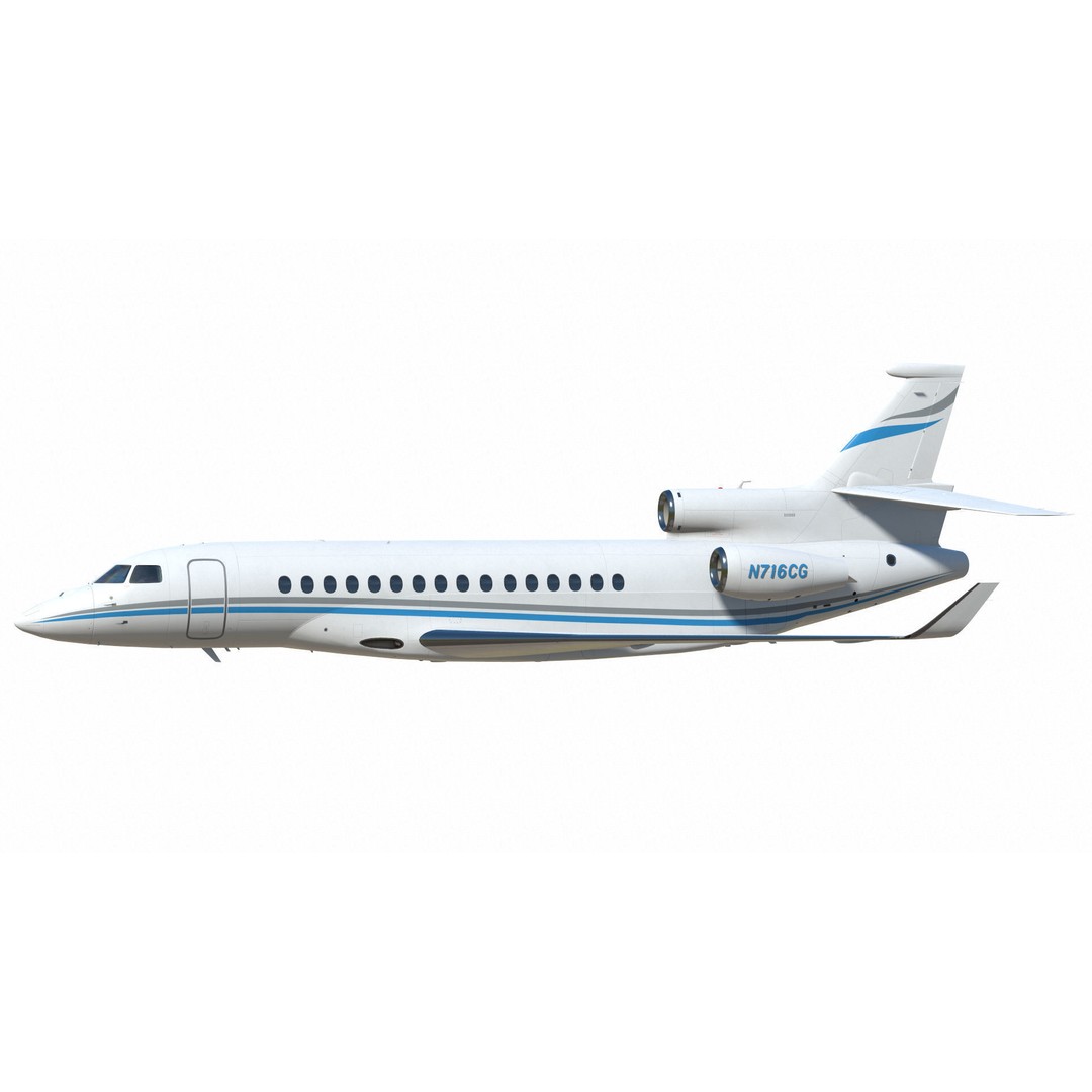Dassault Falcon 8X 3D Model – Low Poly Aircraft, Game Ready FBX - View 17