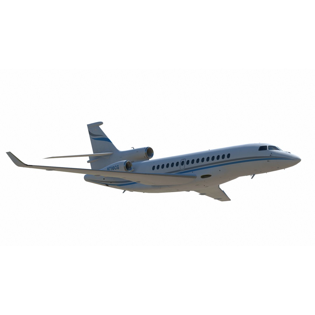 Dassault Falcon 8X 3D Model – Low Poly Aircraft, Game Ready FBX - View 18