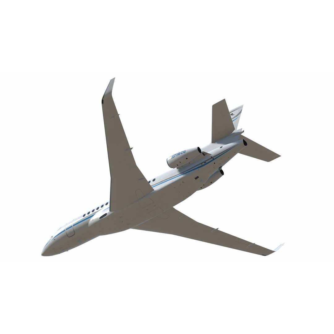 Dassault Falcon 8X 3D Model – Low Poly Aircraft, Game Ready FBX - View 21