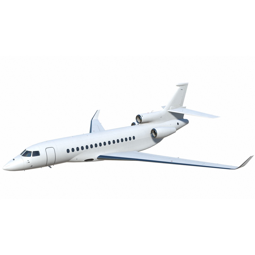 Dassault Falcon 8X 3D Model – Low Poly Aircraft, Game Ready FBX - View 22