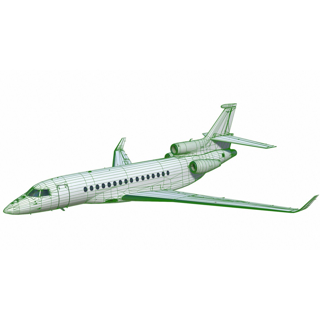 Dassault Falcon 8X 3D Model – Low Poly Aircraft, Game Ready FBX - View 23