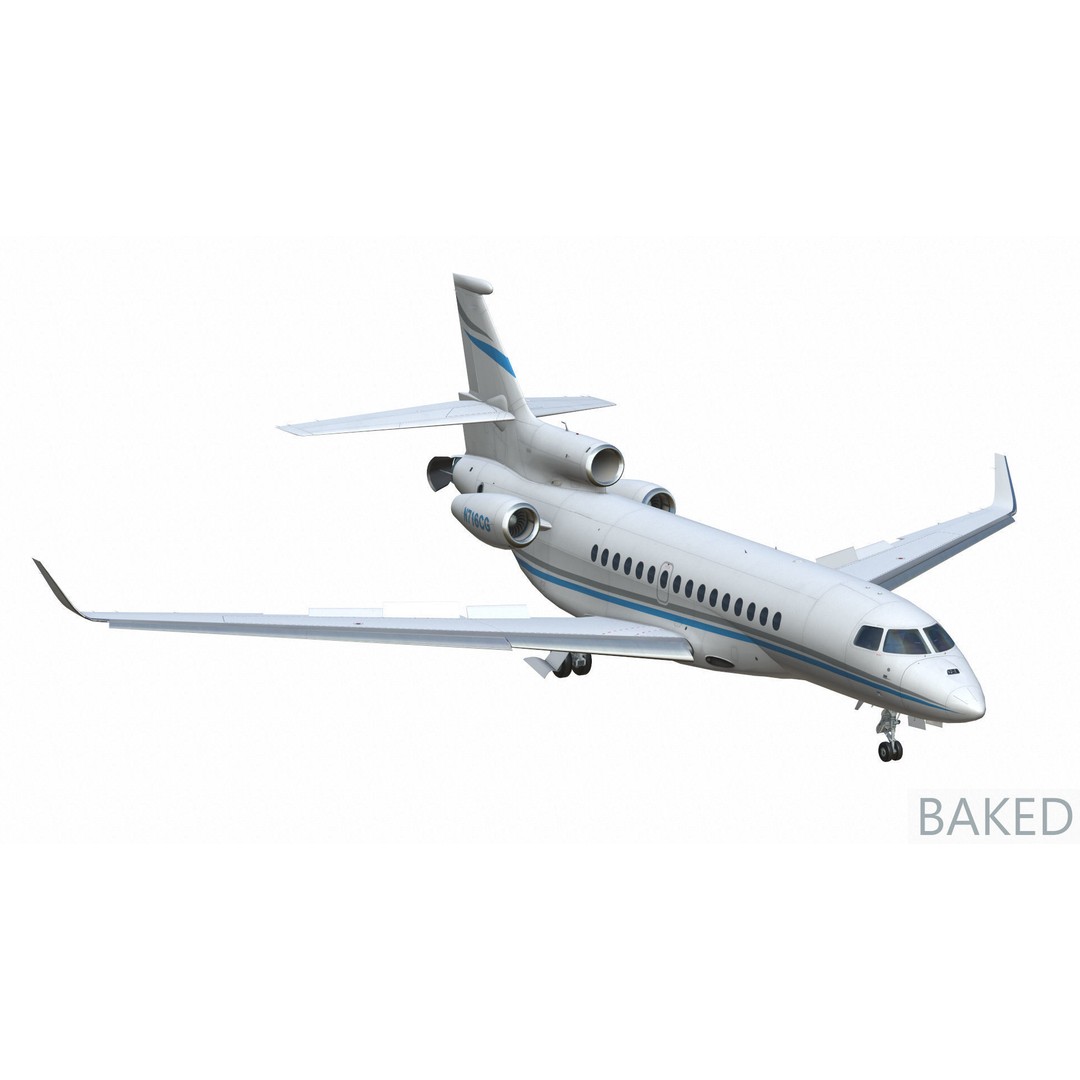 Dassault Falcon 8X 3D Model – Low Poly Aircraft, Game Ready FBX - View 26